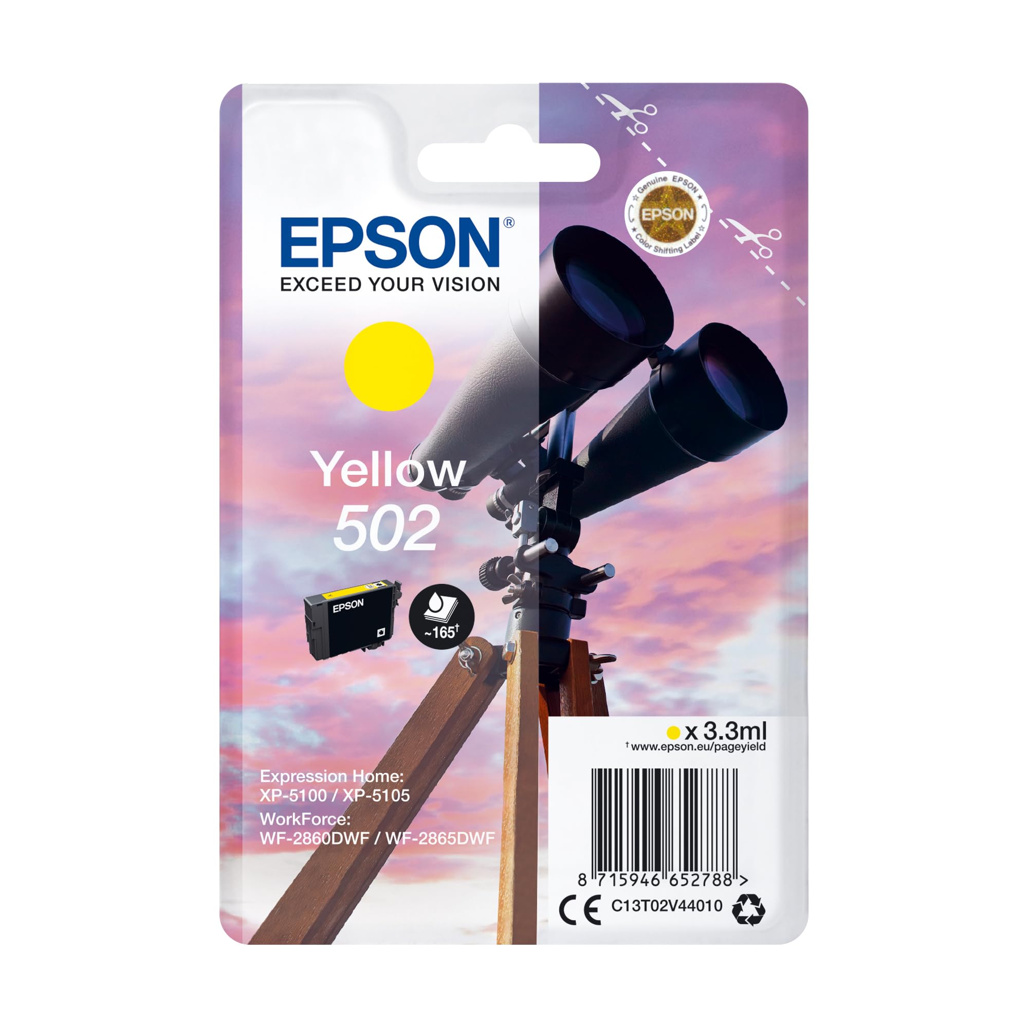 Epson 502 Yellow Binoculars Genuine Ink Cartridge