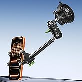 MAGIC JOHN Car Phone Holder, Ultra-Durable Mteal Phone Holders for Your Car, 360° Rotation Cell Phone Car Mount for Windshield, Suction Cup Car Phone Mount for iPhone Samsung All Smartphone