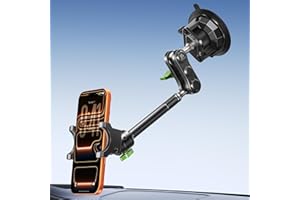 MAGIC JOHN Car Phone Holder, Ultra-Durable Mteal Phone Holders for Your Car, 360° Rotation Cell Phone Car Mount for Windshield, Suction Cup Car Phone Mount for iPhone Samsung All Smartphone