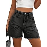 MakeMeChic Women's Jorts Baggy High Waisted Jean Shorts Casual Raw Hem Straight Leg Denim Shorts