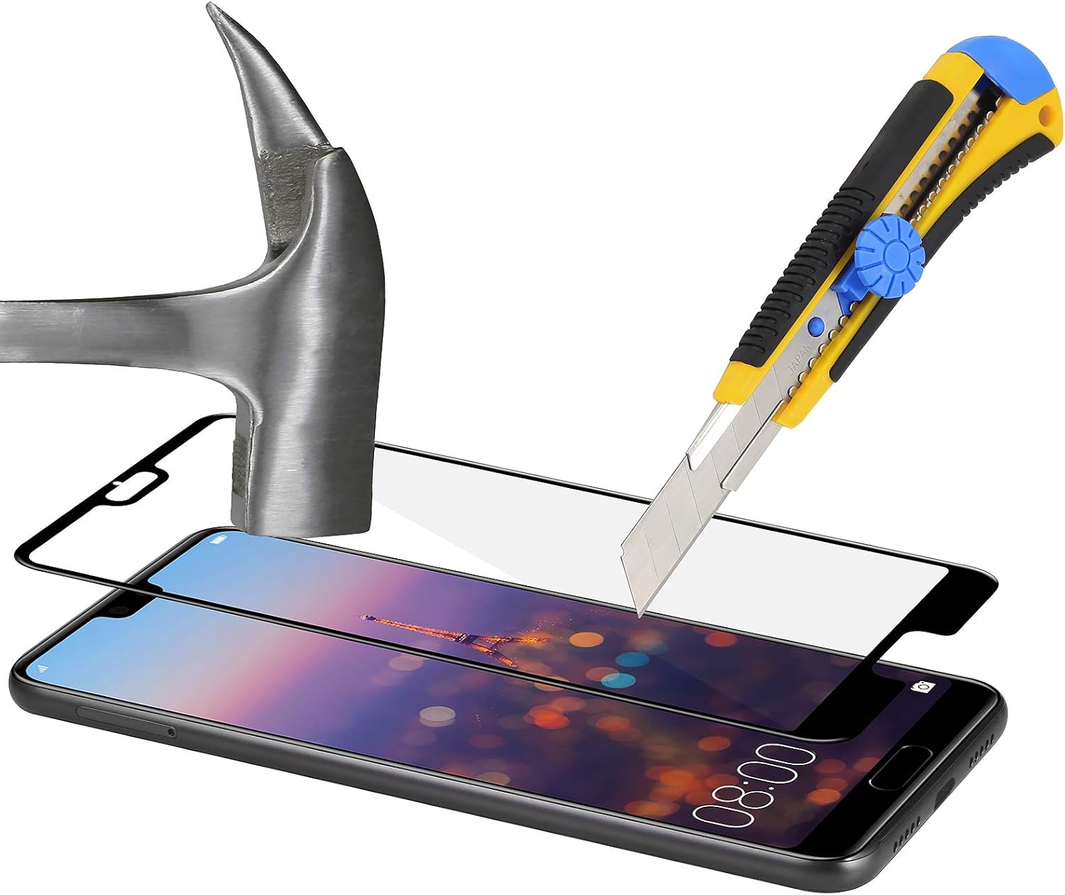 StilGut 3D Full Cover Tempered Glass Screen Protector Compatible with Huawei P20 Lite, Black/Clear - Image 3