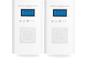 Vzmcov Gas Detector and Carbon Monoxide, Combination Carbon Monoxide and Gas Detector Plug in for Home,Carbon Monoxide & Gas Detector for Kitchen, Home Hotels(2 Packs)