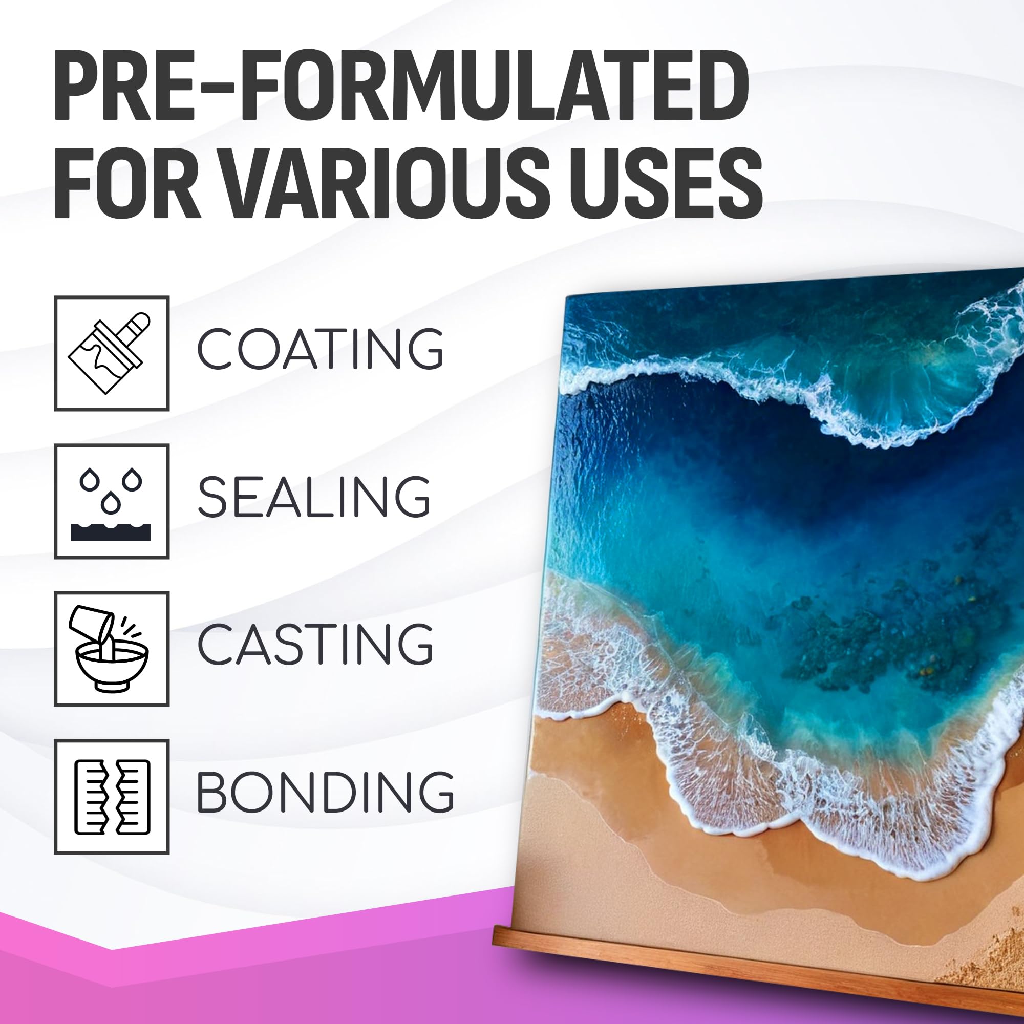 Epoxy Resin 16 Oz Kit – Low Viscosity, Clear High-Gloss Finish for Coating Wood, Concrete, Stone & More | Easy to Use, No Bubbles, Self-Leveling | Perfect for Arts & Crafts & More