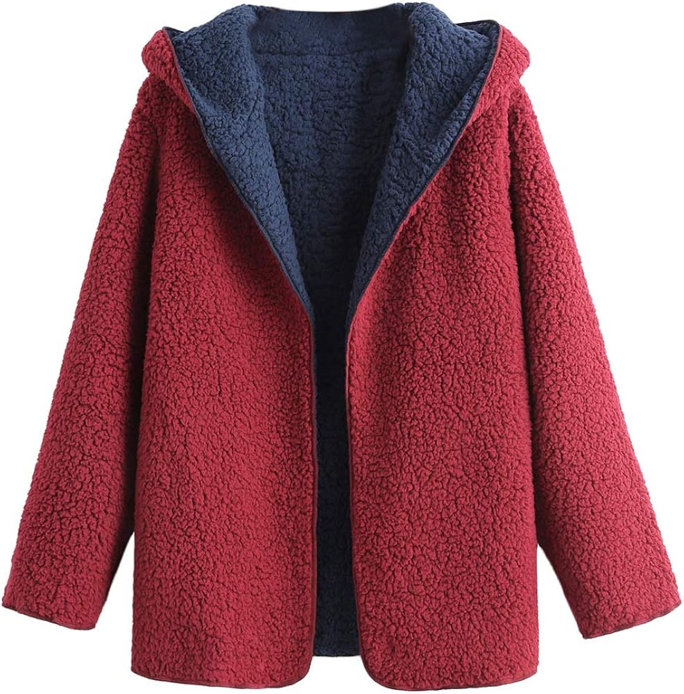zaful hooded lamb wool coat