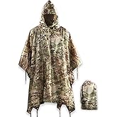Military Tactical Poncho - Waterproof & Multipurpose, Use As Rain Poncho, Shelter, Or Tarp