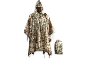 M-Tac Tactical Rain Poncho - Army Military Poncho Shelter - Waterproof Ripstop Camping Hiking Outdoor Hunting Rain Ponchos