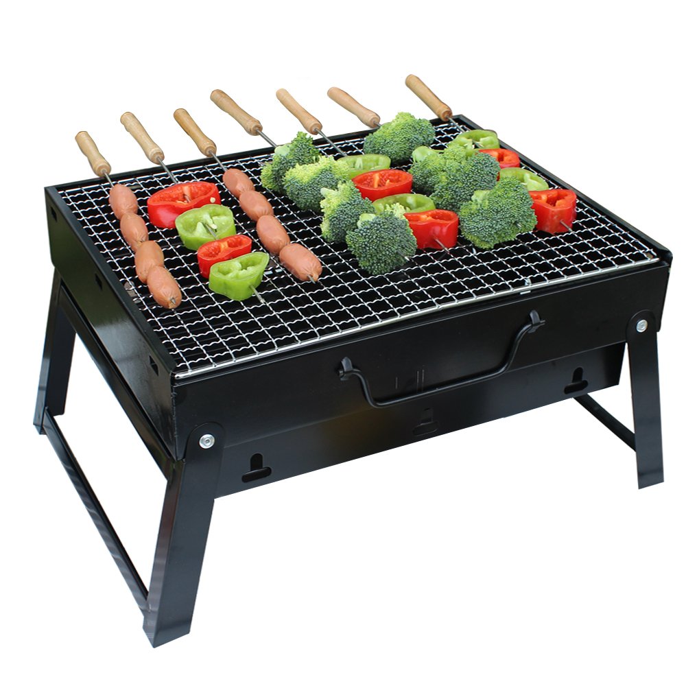 LUXJET BBQ Grill,Portable Charcoal Stainless Steel Barbecue Grill,Foldable Coal Garden Travel Camping Folding Grill