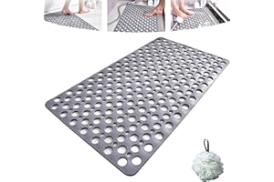 MERHM Casa and Beyond Shower Mat, Casaandbeyond Shower Mat with Suction Cups and Drain Holes,Machine Washable,Non Slip Bath Mat for Tub,Secure Bathtub Mat Easy Dry & Cut for Inside Shower (A, 34.6*15.7in)