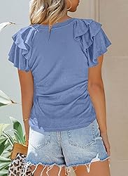 SHEWIN Plus Size Tops for Women 2025 Ruffle Short