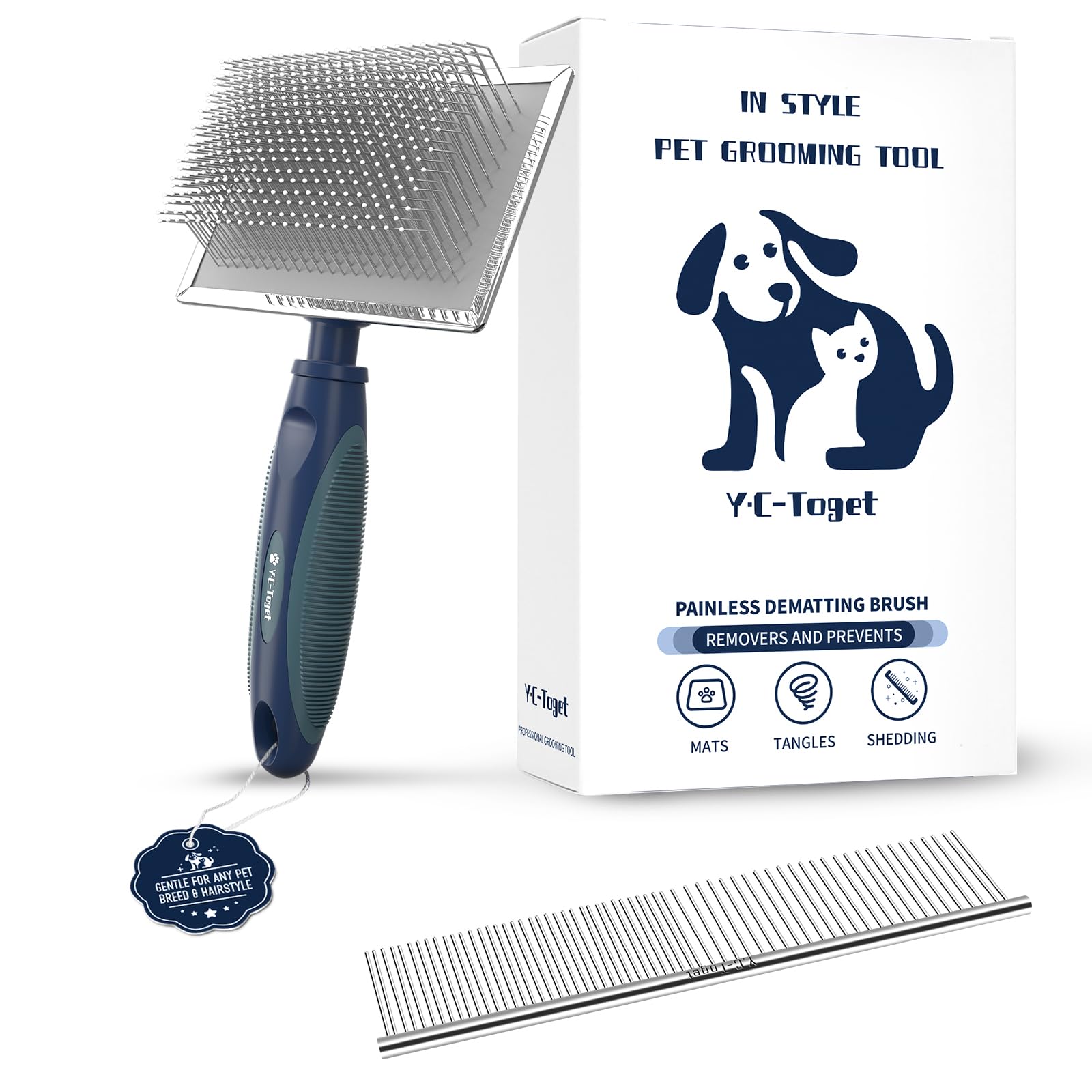 Photo 1 of Gentle Slicker Dog Brush with Protective Ball Pins- Soothing Massage Brush for Sensitive Skin & Coat Care- Professional Grooming Brush for Long Haired Dogs & Cats