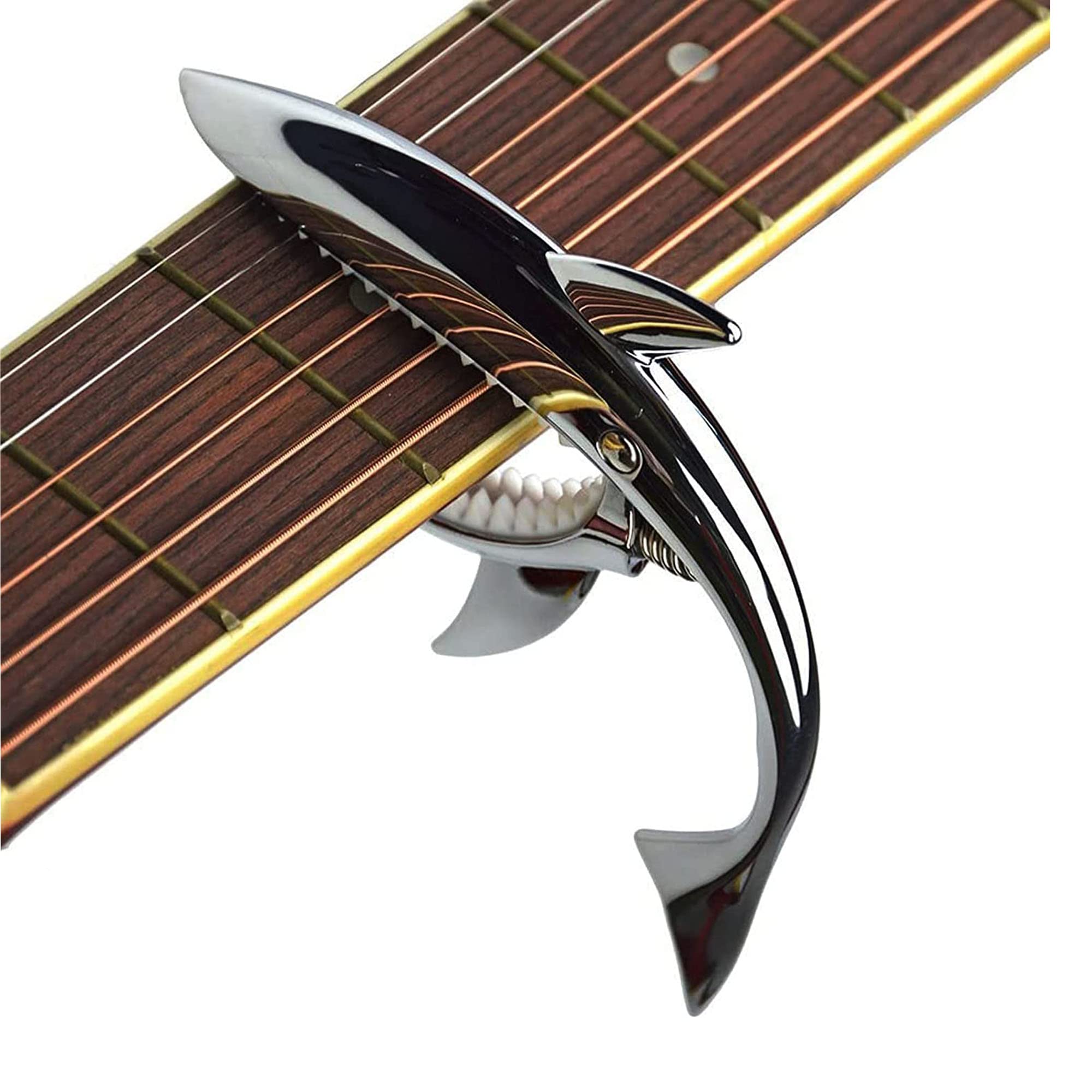 MINGZE Shark Guitar Capo, for Acoustic and Electric Guitars Ukulele Banjo Mandolin Bass, Made of Zinc Alloy, Premium Accessories Good Hand Feeling No Fret Buzz and Durable (black)