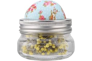 Haosie Pin Cushions for Sewing, 200PCS Sewing Pins with Glass Bottle and Pin Cushion Lid, Ball Head Straight Pins Quilting Pin Cushion Kit