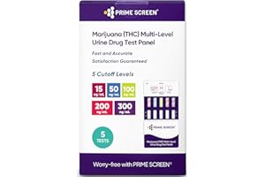 Prime Screen 5 Pack Multi-Level Home Urine Test Kit - Highly Sensitive THC 5 Level Detection