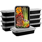 Qewro 10Pack 35oz Meal Prep Containers Disposable Food Storage Containers with Lids, 1-Compartment Reusable Food Storage Plastic Stackable To Go Boxes Microwave, Freezer, Dishwasher Safe