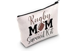 BWWKTOP Rugby Mom Cosmetic Makeup Bag Rugby Mom Gifts Rugby Mom Survival Kit Rugby Zipper Pouch For Rugby Players Rugby Team,
