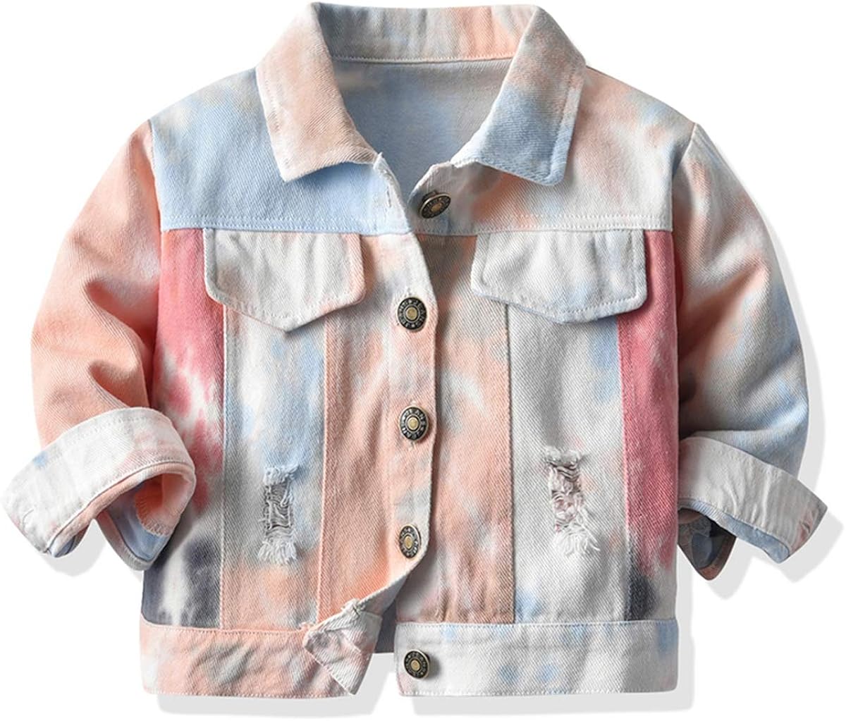 JunNeng Baby Toddler Girl Boy Denim Jacket, Kid Tie Dye Ripped Jean Jacket Coat Outerwear: Clothing