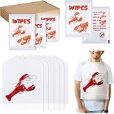 Wesiti 100 Pcs Lobster Crab Bib Wet Wipe Set Seafood Party Supply, Lobster | 50 Crawfish Bibs, 50 Wrapped Wipes, Disposable for Adults, Protects Clothes and Clean Hand During Messy Crawfish Boil Party
