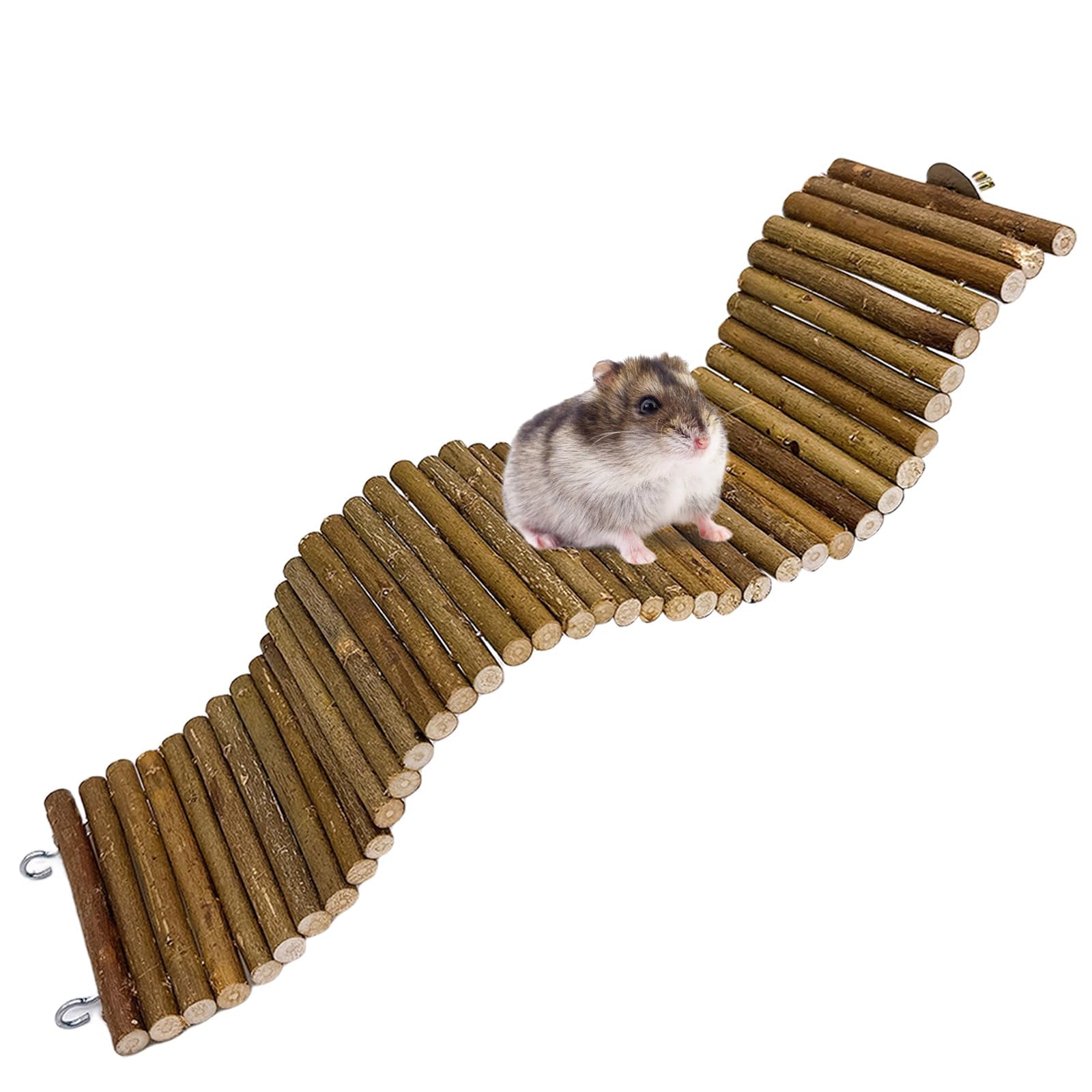 Photo 1 of Rat Bendy Long Suspension Bridges Gerbil Wooden Ramp Hamster Cage Climbing Ladder Natural Wood Chews Toys for Rodents Mouse Dwarf Hamster