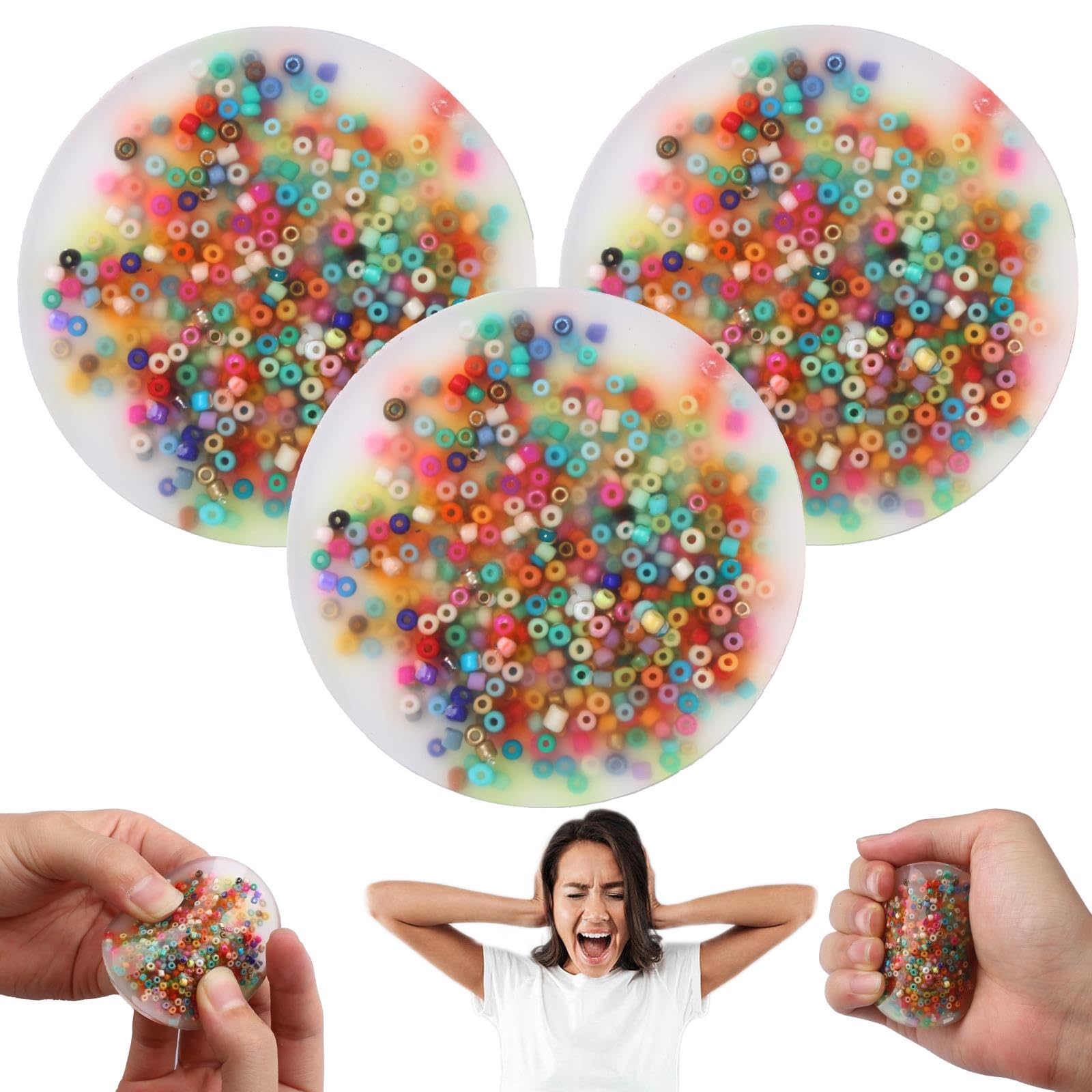 3Pcs Skin Picking Tool, Anxiety Relief Picky Party Pad, Pocket Trichotillomania Sensory Toys, Stress Relieving Picky Pad, Round Silicone Dermatillomania Fidget for Skin Pickers