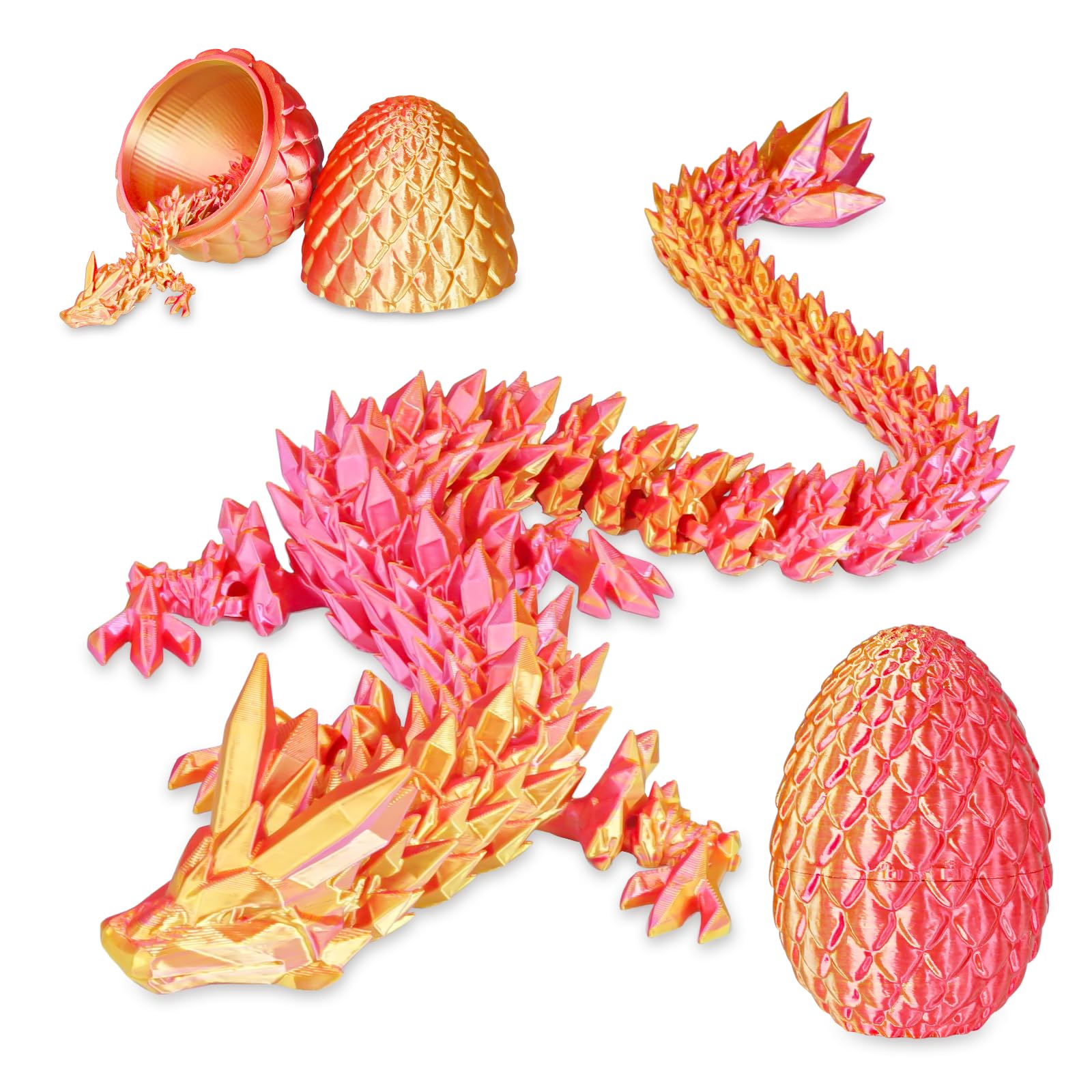 Surprise Dragon Egg with Dragon Inside – Gifts for Kids and Adults, 3D Printed Fidget Toy, Ideal for Christmas, Easter, Birthdays, Fun Desk Décor and Stress Relief(Orange Red, Medium)