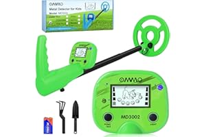 OMMO Metal Detector, One Step Assembly 17.3”-31.9” Metal Detector for Kids with Backlight LCD Display, Kids Metal Detectors with IP68 Waterproof 6” Search Coil for Exploring Hiking Science