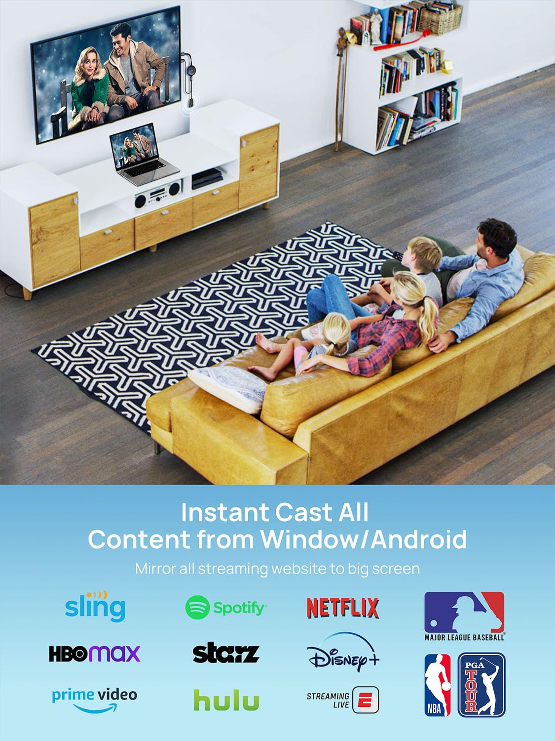 TIMBOOTECH Wireless HDMI Display Adapter 5G, 4K@30Hz Miracast Dongle Screen Mirroring Video & Audio Receiver for Laptop, PC, i-Phone, i-Pad, Tablet, Mac, Android, Windows to TV/Projector/Monitor Blue