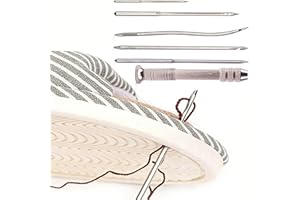 Copper Handle Sewing Awl Kit Leather Canvas Shoe Repair Tool with 4 Steel Needles 10 Fine Hole Needles DIY Craft (Pack of 1)