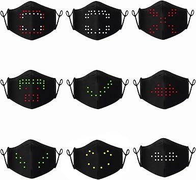 Amazon Com Usa In Stock Led Voice Activated Luminous Face Mask For Women And Men Cool Light Up Adjustable Smart Masks Funny Mask For Costume Christmas Masquerade Festival Party Carnival Holiday Gift Clothing