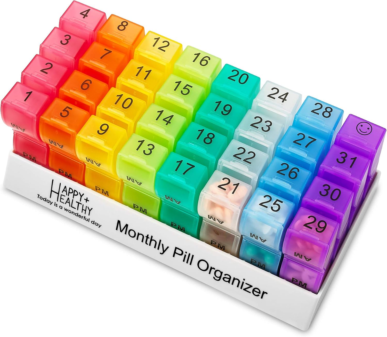 Monthly Pill Organizer - 32 Compartments Am/Pm Daily Pill Organizer 2 Times a Day, Pill Dispenser and Organiser Caddy by MEDca - Image 4