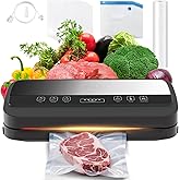 Vacuum Sealer Machine, 95Kpa vacuum sealer for food with Bags Storage and Built-in Cutter,food vacuum sealer machine,Dry/Moist/Gentle Mode, Removable Drip tray, Complete Starter Kits, Stainless Steel