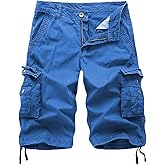 FOURSTEEDS Women's Cotton Loose Fit Zipper Multi-Pockets Twill Bermuda Drawstring Women Cargo Shorts