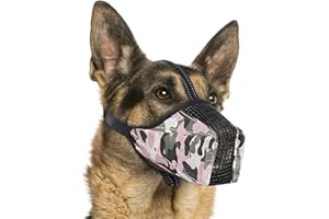 Pawfun Mesh Dog Muzzle, Breathable Soft Dog Muzzle with Reflective Straps for Secure Fit, Prevents Biting, Chewing Scavenging – Adjustable for Small Medium Large Dogs,Pink,L