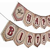 Cowboy Birthday Banner,Wild Western Bday Party Sign, Wooden House Barn Bunting, Birthday Decorations