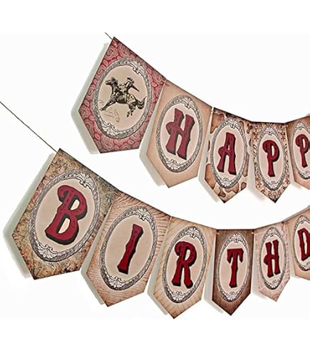 RoadSea Western Happy Birthday Banner – Mexikanische Fiesta Wimpelkette, Ca. 2,5 M, Braun Glitzernd