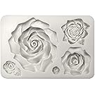Funshowcase Large 5 Assorted Sizes Roses Resin Fondant Candy Silicone Mold for Sugarcraft, Cake Decoration, Cupcake Topper, Chocolate, Butter, Jewelry, Polymer Clay, Soap Making 13.3x8.5x2.2cm