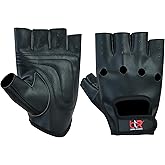 BTR BORN TO RACE Men's Vegan PU Leather Fingerless Driving Gloves - Motorcycle, Weightlifting, Cycling, and Bus Driver Half-Finger Gloves