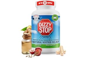 DIZZY STOP Vertigo Relief Product & Non‑Drowsy Motion Sickness Pills: Nausea and Dizziness, Ginger & Grape Seed Formula, Inner Ear Balance, Car, Cruise & Travel Essential, Stomach Support, Sea Sickness, 80‑Count