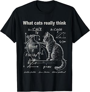 Funny Cat Physics Humor Tees What Cats Really Think T Shirts for Men and Women