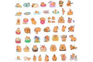 Hoxfly 50 Pcs Kawaii Small Animal Stickers, 4-5cm Capybara/Hedgehog/Dragon Stickers, Aesthetic Trendy Waterproof Vinyl Decals
