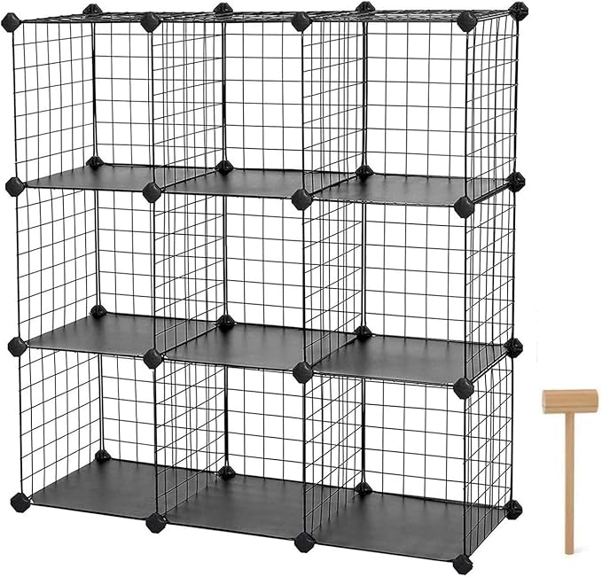 Cube Storage Rack 9 Wire Storage Shelves, MultiUse DIY Metal Wire Mesh