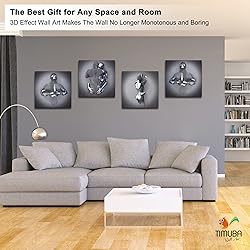 4 Piece Set Bedroom Wall Decor Love Heart Gray 3D