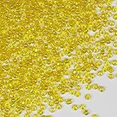 Bulk 3mmYellow Seed Beads for Jewelry Making 110 Grams About 3200pcs,8/0 Glass Craft Beads for Making Earrings, Bracelets, Pendants, Waist Jewelry, DIY Handmade Seed Beads (Yellow)