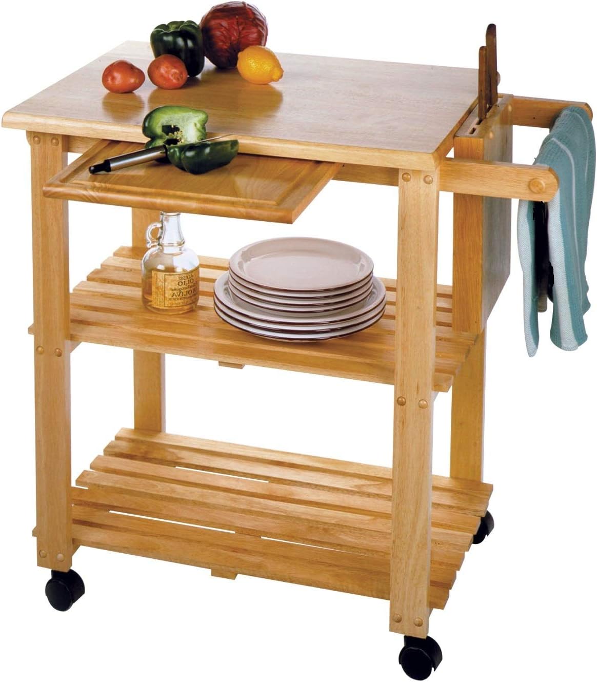 Amazon Com Rolling Butcher Block Cart Origami Foldable Kitchen