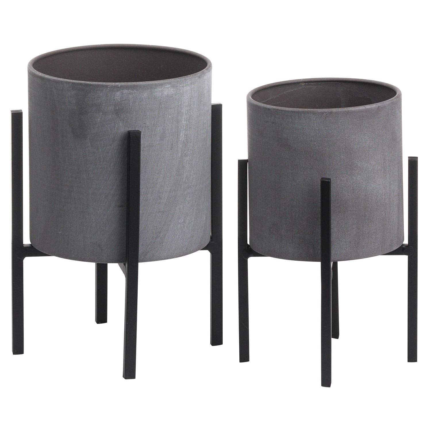 Hill 1975 Set of Two Cylindrical Table Top Planters, METAL, Multi-Colour, One Size