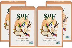 Almond Gourmande - South of France Natural Body Care Triple Milled Large 6OZ Bar Soap (4 Bars)