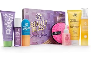 W7 Beauty Blast Skincare Secrets Gift Set - Complete Full Size Skincare Routine with Day Cream, Serum, Cleansers, Toner Mist, Eye Cream and Makeup Remover Pad - Skincare Gifting