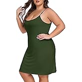 VintageClothing Womens Plus Size Full Slip Under Dresses Adjustable Spaghetti Strap Nightgown Soft Sleepwear Cami Dress