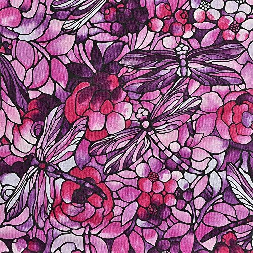 Butterfly Print Fabric 100% Cotton Upholstery Quilting Craft Fabric for Quilt Pattern, Sewing, Curtain, Home Decor and Patchwork Projects - Red and Purple- (Price per /QUARTER Meter)