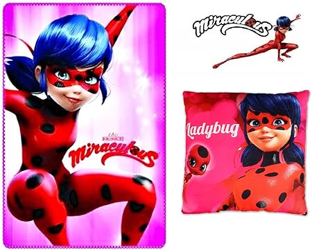 Couverture Plaid Polaire Miraculous Ladybug Et Chat Noir Coussin Miraculous Ladybug Et Chat Noir