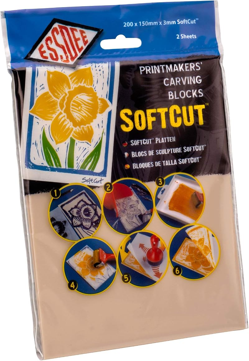 Essdee SoftCut Carving Blocks 200x150mm - Pack of 2, 3mm Thick